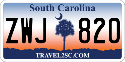 SC license plate ZWJ820