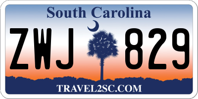 SC license plate ZWJ829
