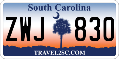 SC license plate ZWJ830