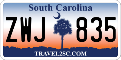 SC license plate ZWJ835