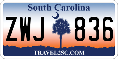 SC license plate ZWJ836