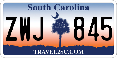 SC license plate ZWJ845