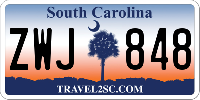 SC license plate ZWJ848