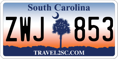 SC license plate ZWJ853