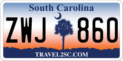 SC license plate ZWJ860