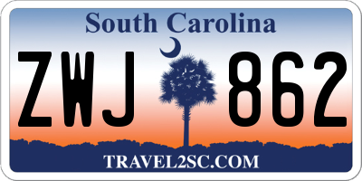 SC license plate ZWJ862
