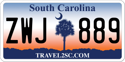 SC license plate ZWJ889
