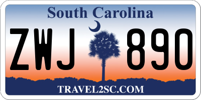 SC license plate ZWJ890