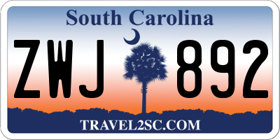 SC license plate ZWJ892