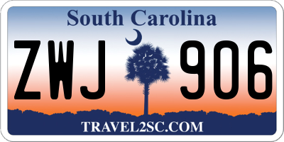 SC license plate ZWJ906