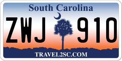 SC license plate ZWJ910