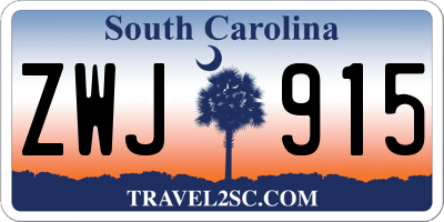 SC license plate ZWJ915
