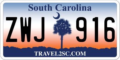 SC license plate ZWJ916