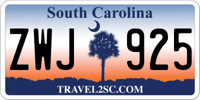 SC license plate ZWJ925