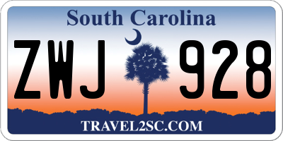 SC license plate ZWJ928