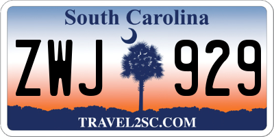 SC license plate ZWJ929