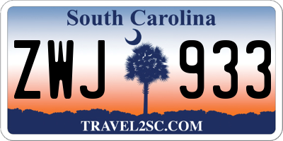 SC license plate ZWJ933