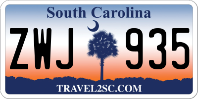 SC license plate ZWJ935
