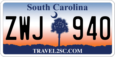 SC license plate ZWJ940