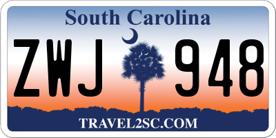 SC license plate ZWJ948
