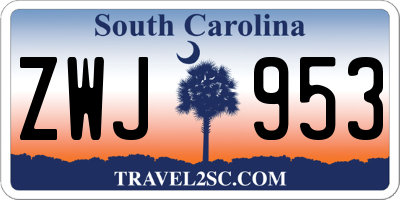 SC license plate ZWJ953