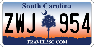 SC license plate ZWJ954