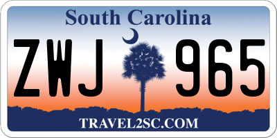 SC license plate ZWJ965