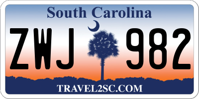 SC license plate ZWJ982