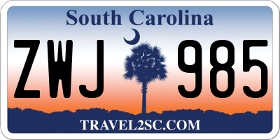SC license plate ZWJ985