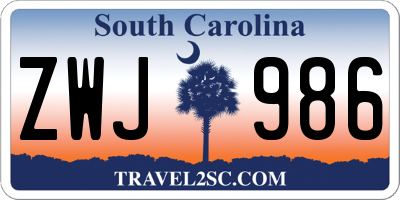 SC license plate ZWJ986