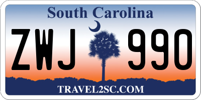 SC license plate ZWJ990