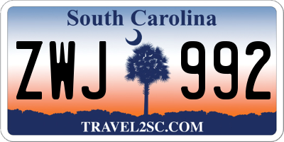 SC license plate ZWJ992