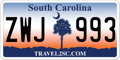 SC license plate ZWJ993