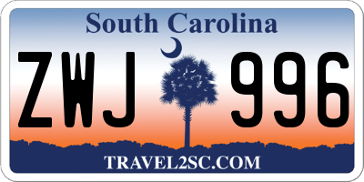 SC license plate ZWJ996
