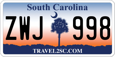 SC license plate ZWJ998