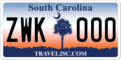 SC license plate ZWK000