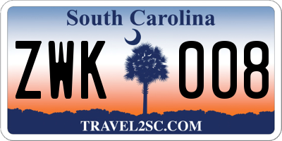 SC license plate ZWK008