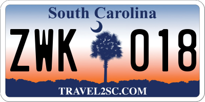 SC license plate ZWK018