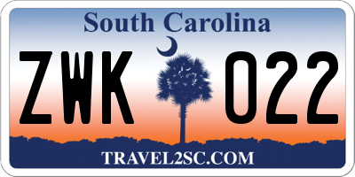 SC license plate ZWK022
