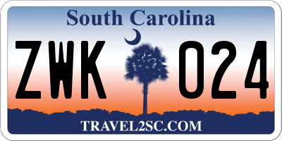 SC license plate ZWK024
