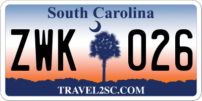SC license plate ZWK026
