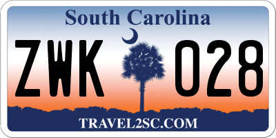 SC license plate ZWK028