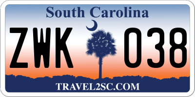 SC license plate ZWK038