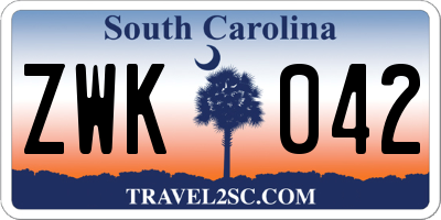 SC license plate ZWK042