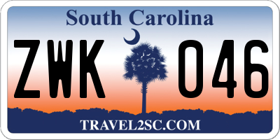 SC license plate ZWK046