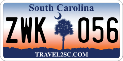 SC license plate ZWK056