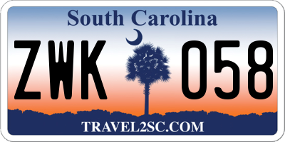 SC license plate ZWK058