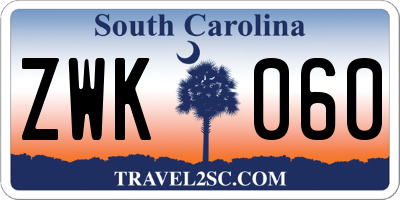 SC license plate ZWK060