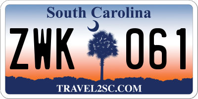 SC license plate ZWK061