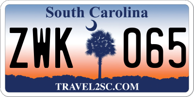 SC license plate ZWK065